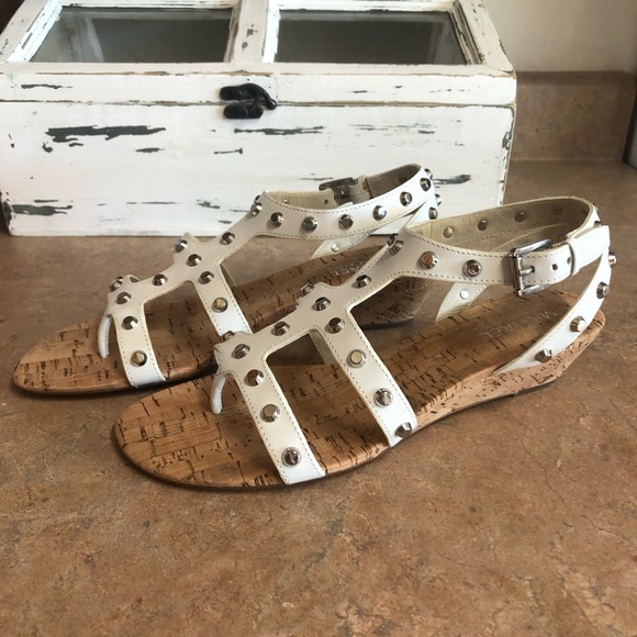 Michael Kors Optic White Jolie Leather Sandals - Picture 1 of 12